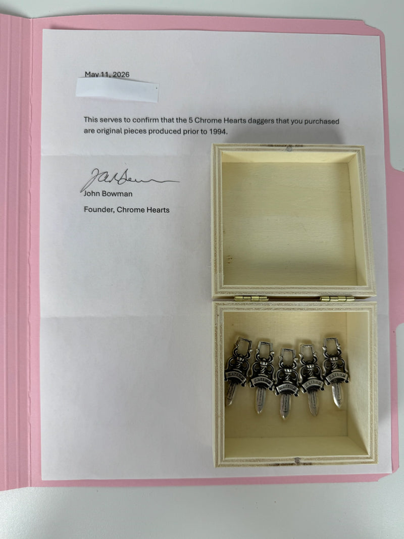 Chrome hearts sample daggers X5 with letter from Chrome hearts founder