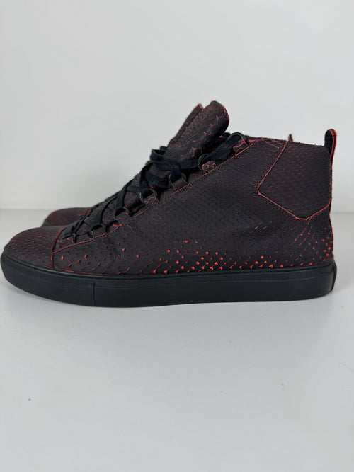 Balenciaga red snake skin arenas size 11