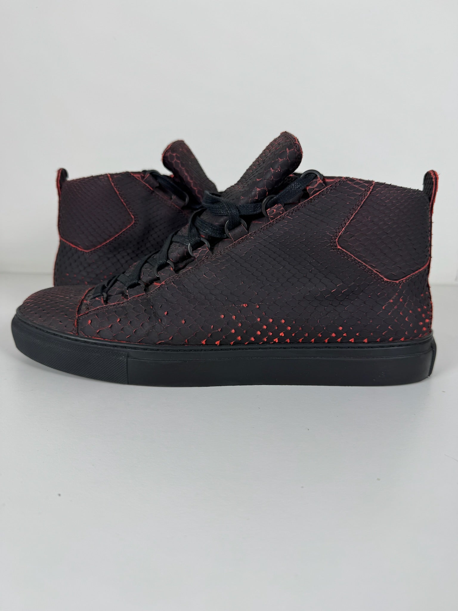 Balenciaga red snake skin arenas size 11