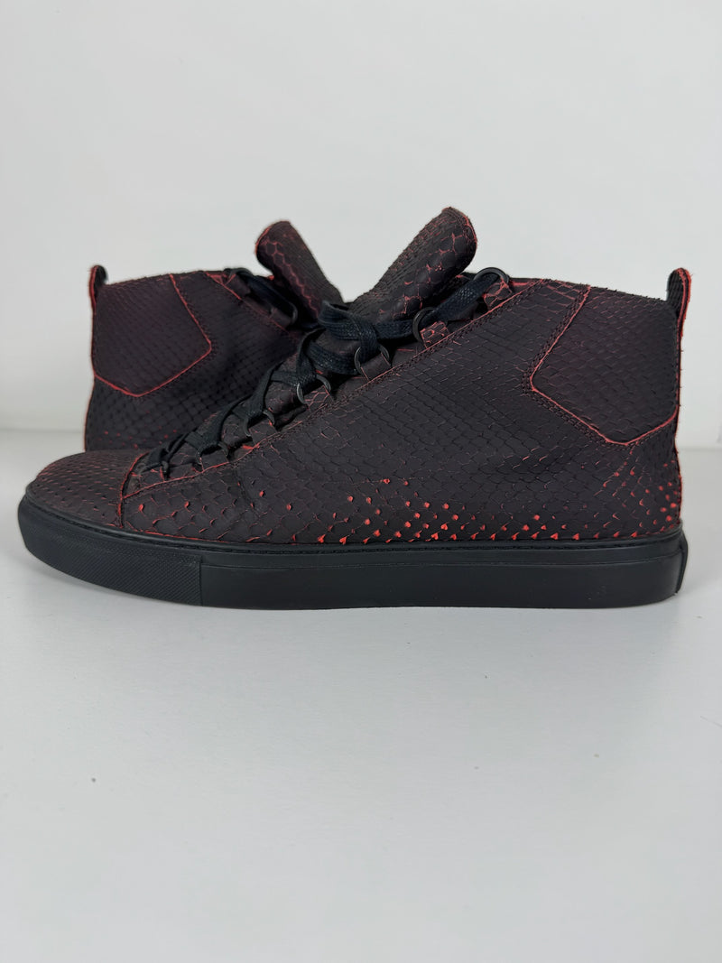 Balenciaga red snake skin arenas size 11