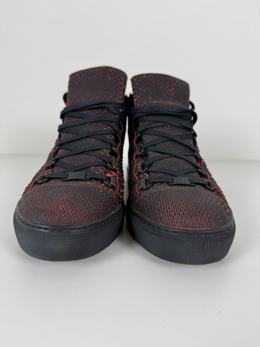 Balenciaga red snake skin arenas size 11