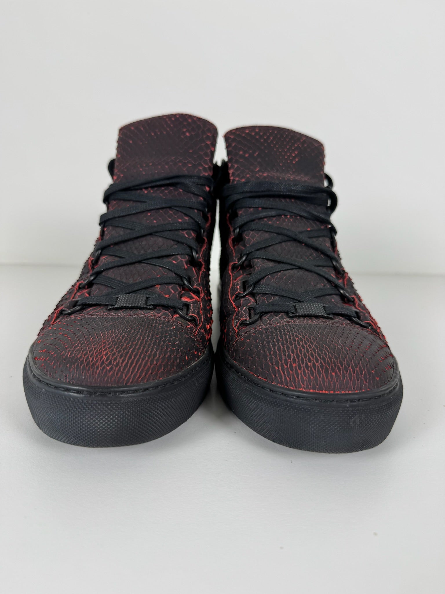 Balenciaga red snake skin arenas size 11