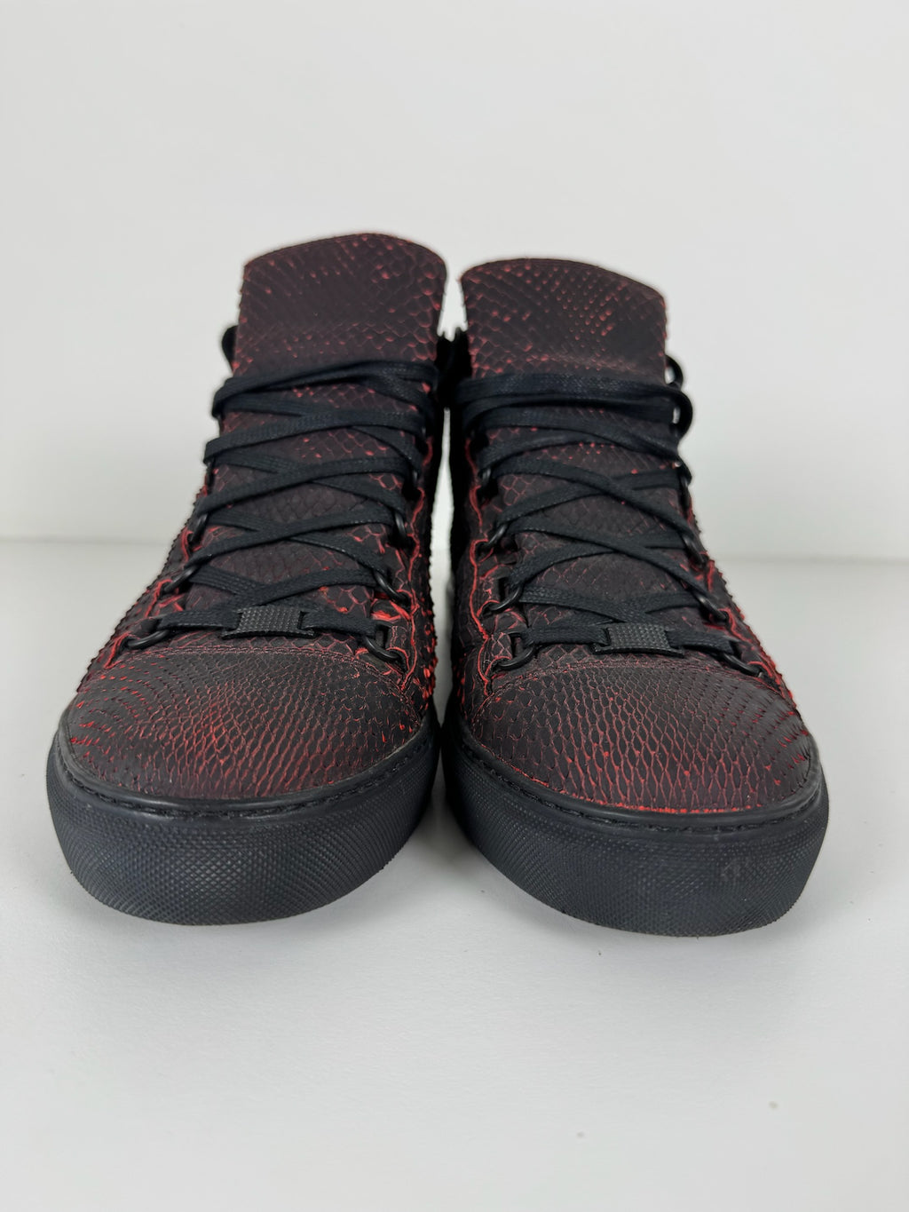 Balenciaga red snake skin arenas size 11