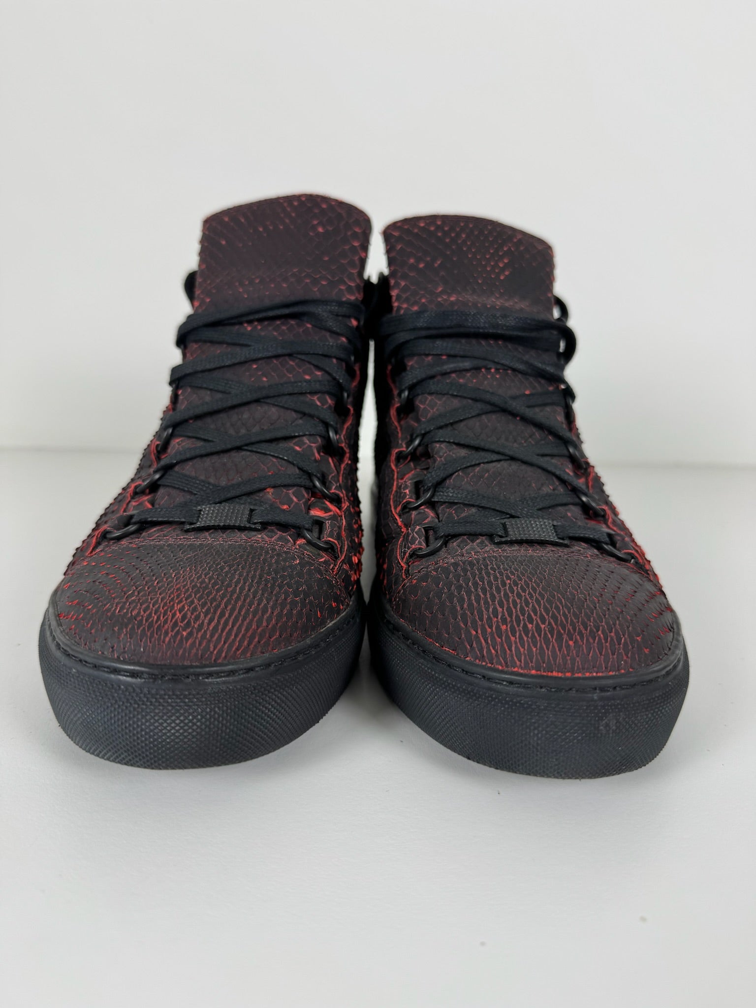 Balenciaga red snake skin arenas size 11