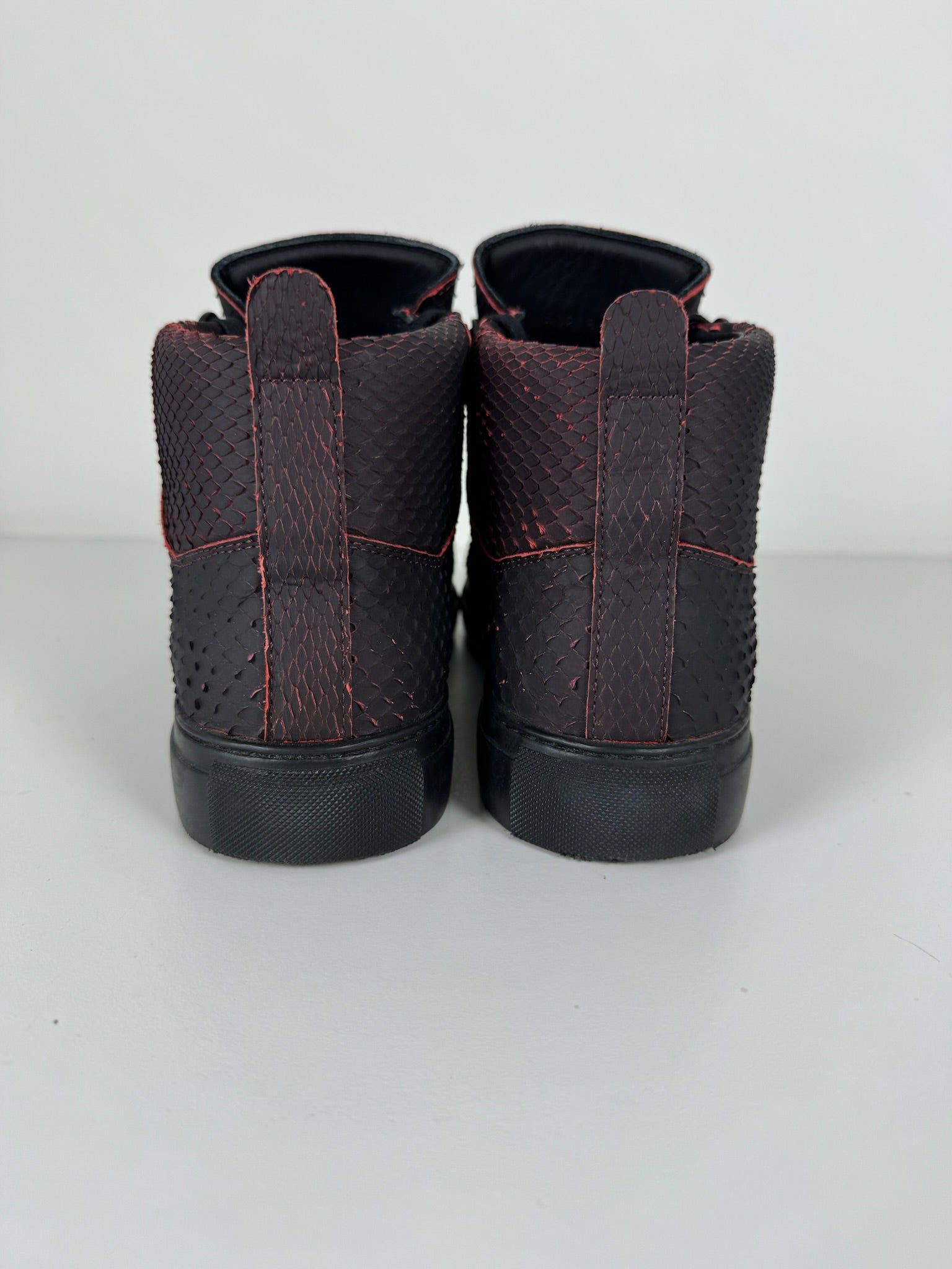 Balenciaga red snake skin arenas size 11