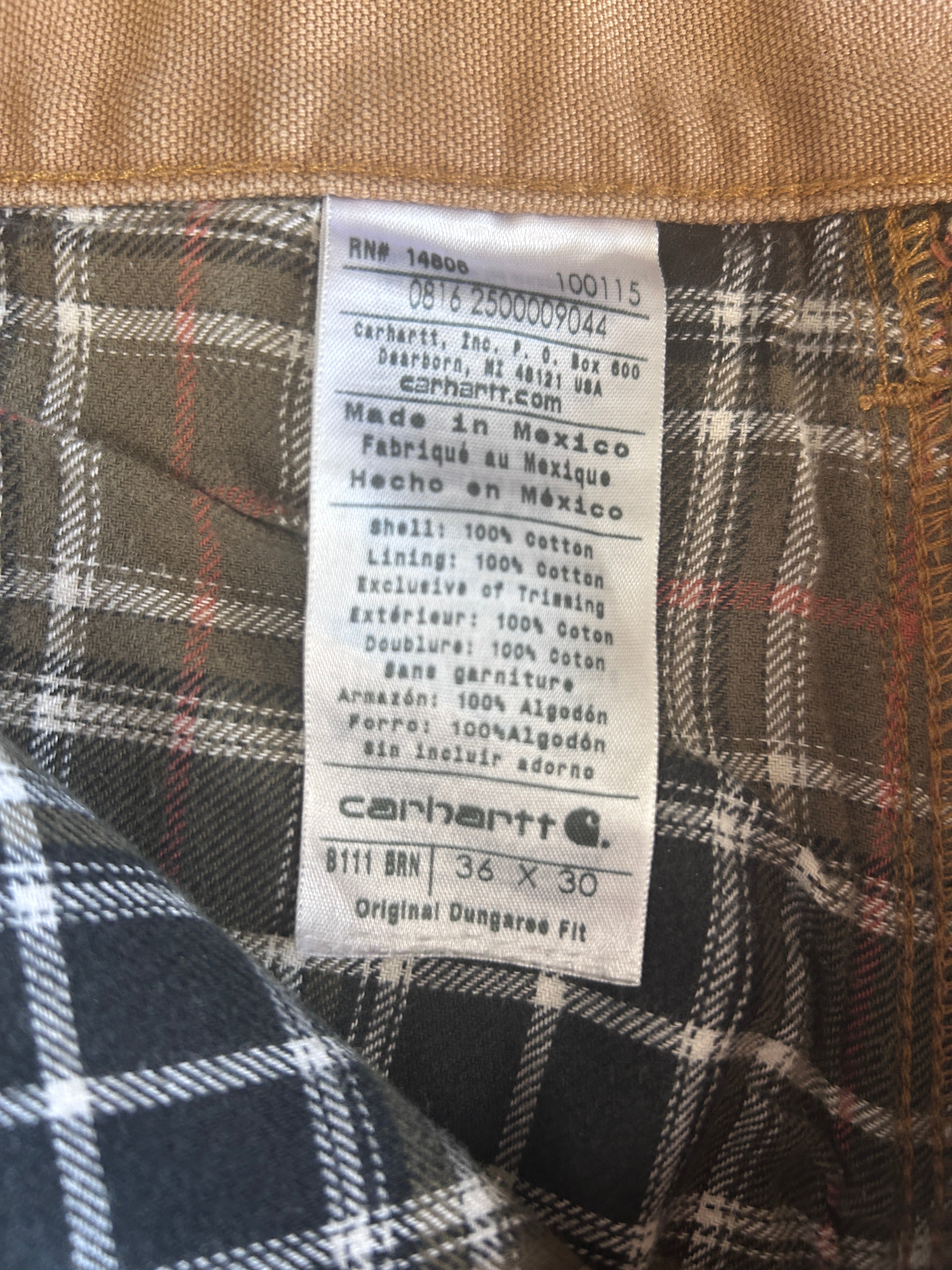 Carhartt lined jeans 36x30